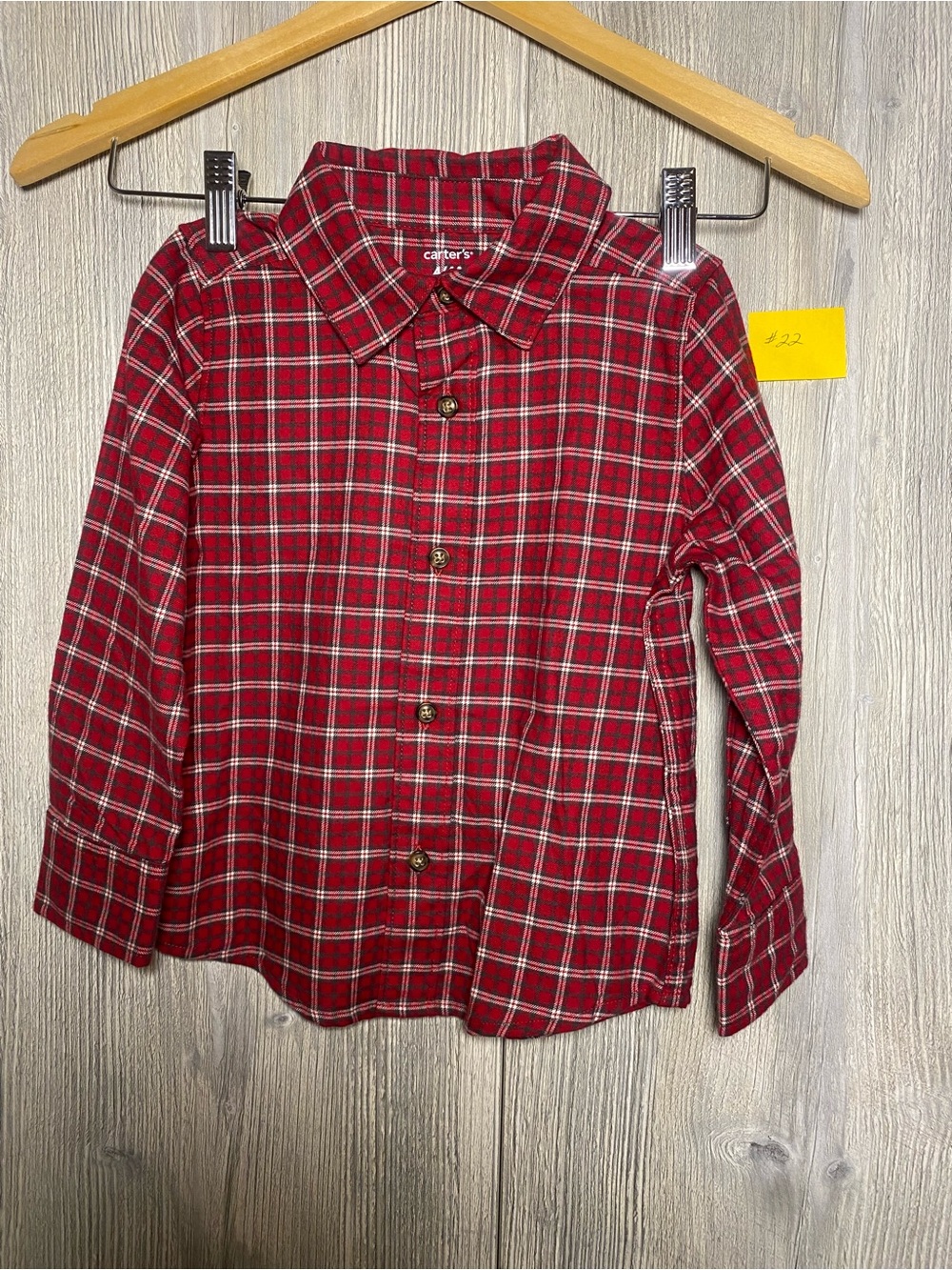 Carter's Red Plaid Long-Sleeve Button-Down Shirt for Kids